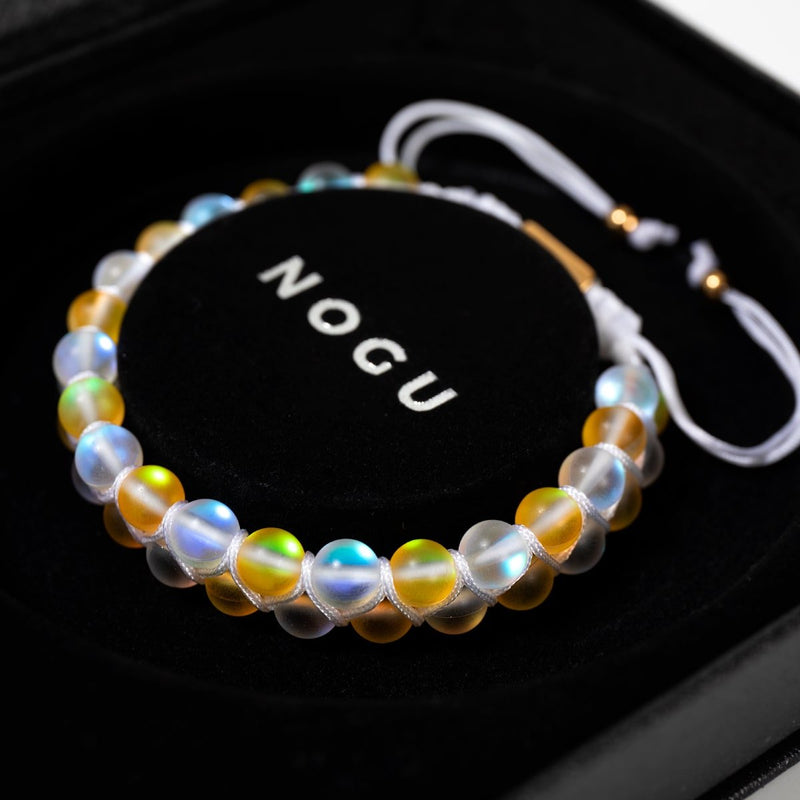 Chèvrefeuille et blanc | Or | Bracelet Verre Double Sirène