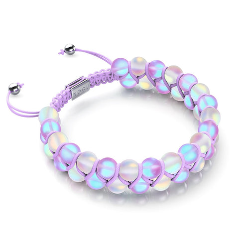 Lavender and White | Silver | Double Mermaid Glass Bracelet