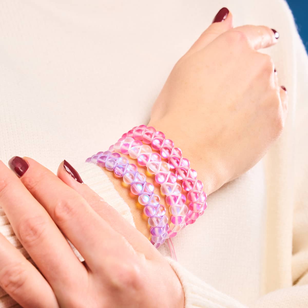 Lavande et Blanc | Argent | Bracelet Verre Double Sirène