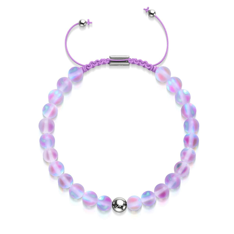 Lavender | Silver | Mermaid Glass Macrame Bead Bracelet