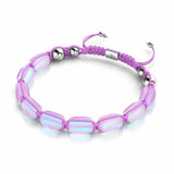 lavande | Argent | Bracelet macramé galets de verre sirène