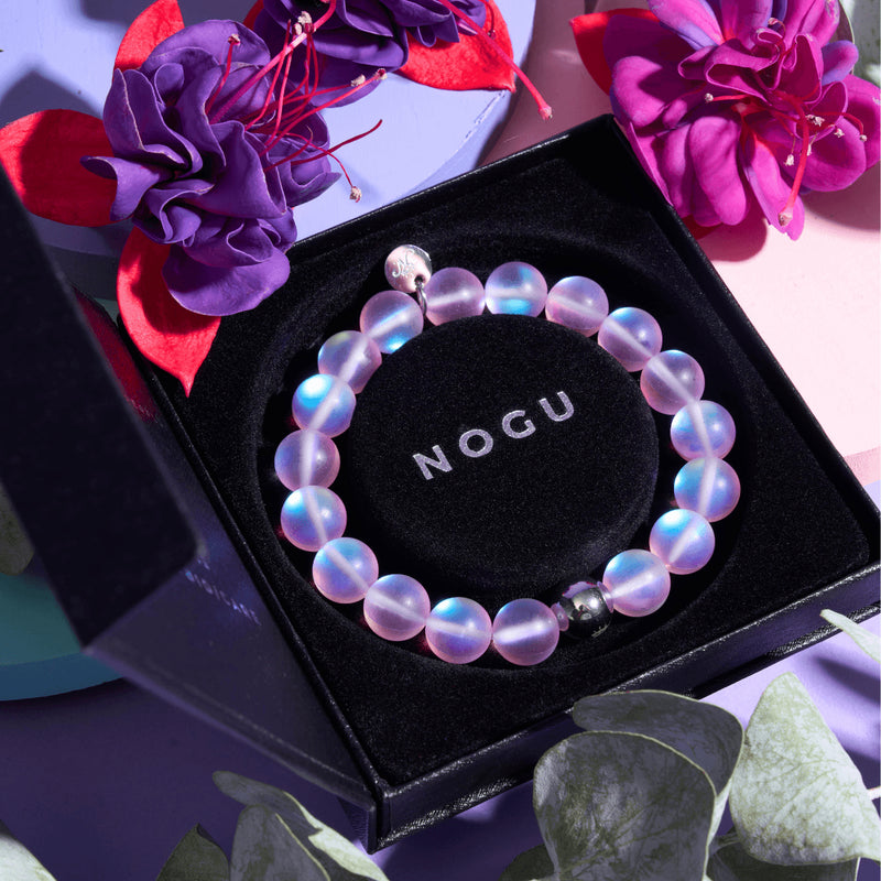 lavande | Argent | Bracelet de déclaration en verre de sirène