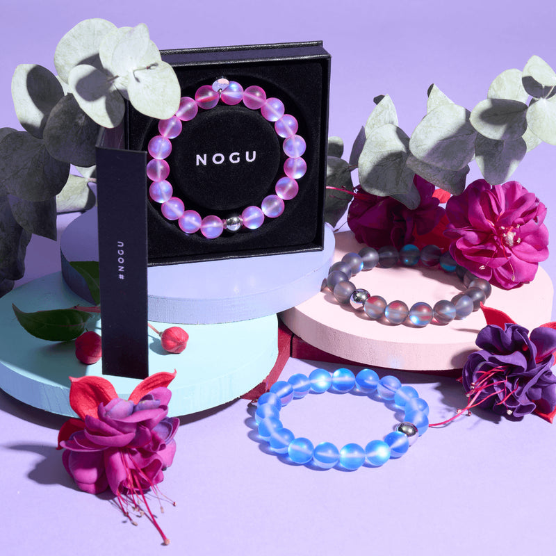 lavande | Argent | Bracelet de déclaration en verre de sirène