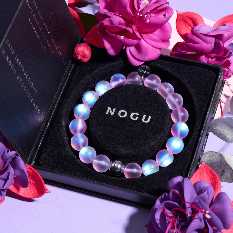 lavande | Argent | Bracelet de déclaration en verre de sirène