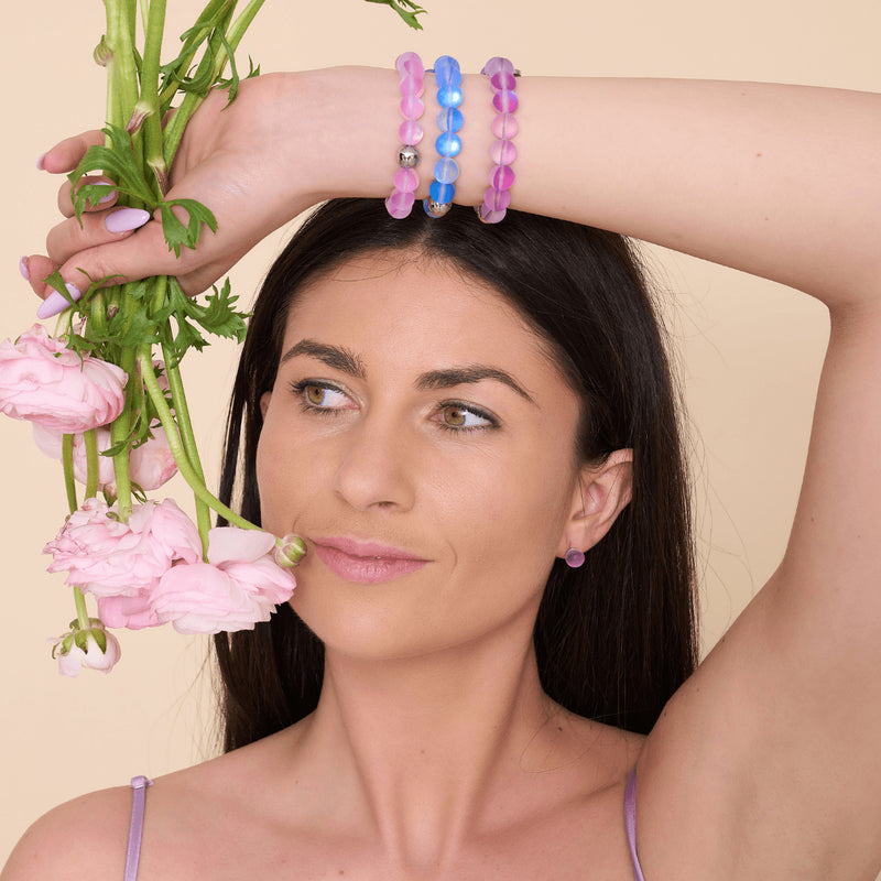 lavande | Argent | Bracelet de déclaration en verre de sirène