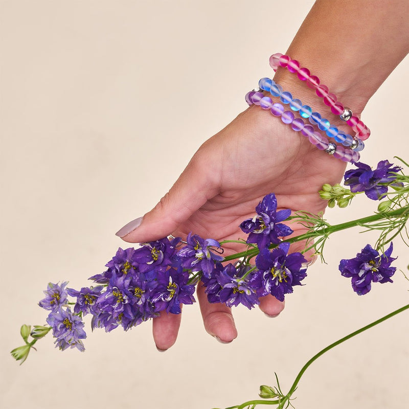 Magenta | Argent | Bracelet de perles de verre sirène