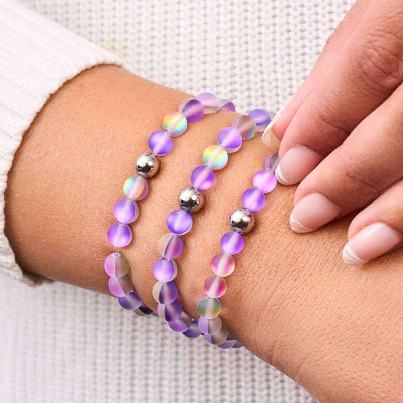 Orchid Fire | Silver | Mermaid Glass Bead Bracelet