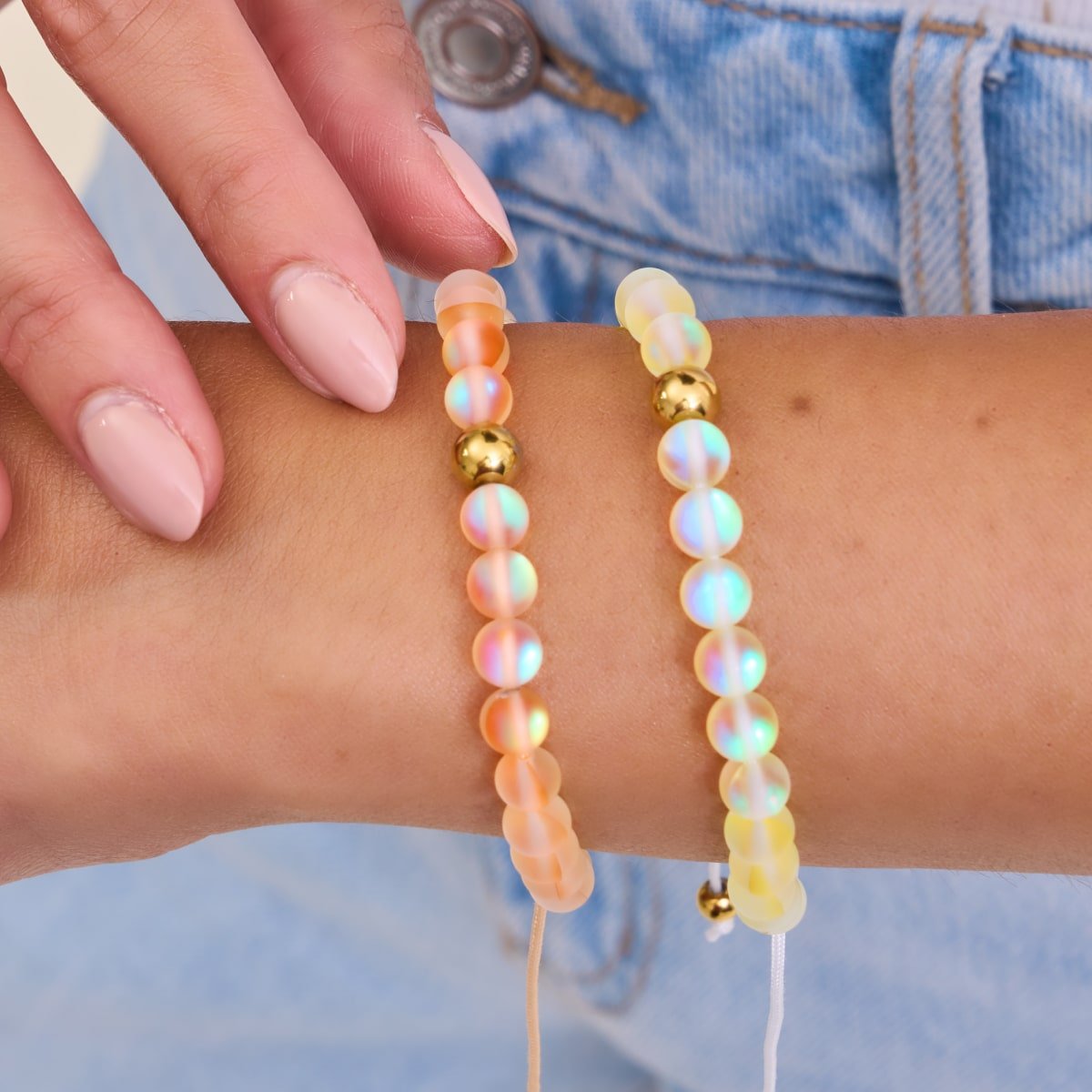 Pêche | Or | Bracelet de perles de macramé en verre de sirène