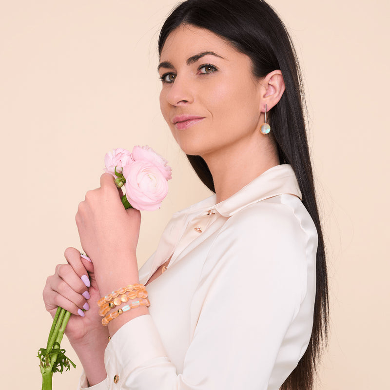 Peach | Gold | Mermaid Glass Statement Bracelet