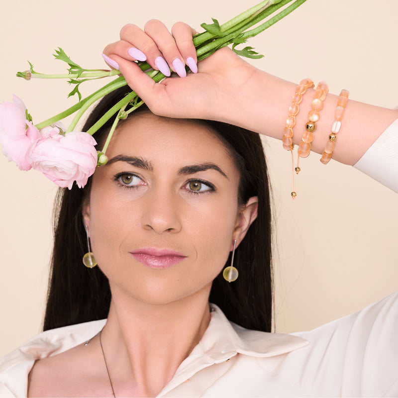 Peach | Gold | Mermaid Glass Statement Bracelet