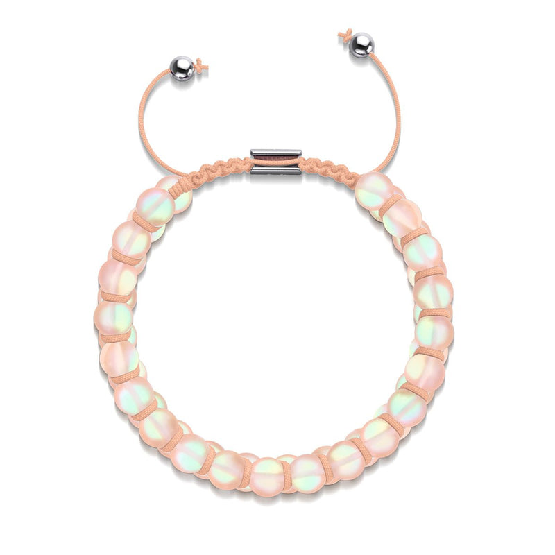 Peach | Silver | Double Mermaid Glass Bracelet