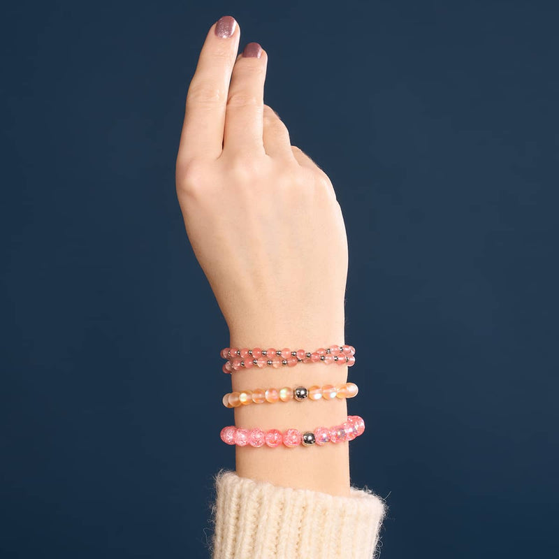 Peach | Silver | Mermaid Glass Macrame Bead Bracelet