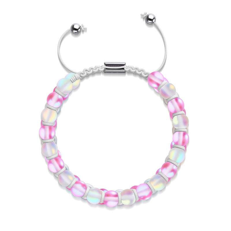 Rose et blanc | Argent | Bracelet Verre Double Sirène