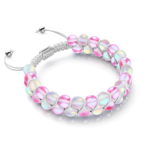 Rose et blanc | Argent | Bracelet Verre Double Sirène
