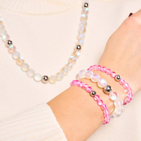 Rose | Argent | Bracelet de perles de verre sirène