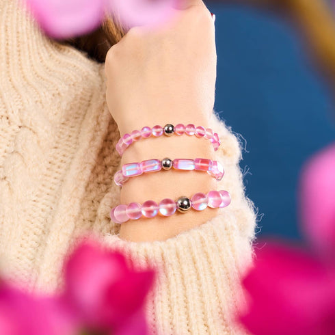 Rose | Argent | Bracelet de déclaration en verre de sirène
