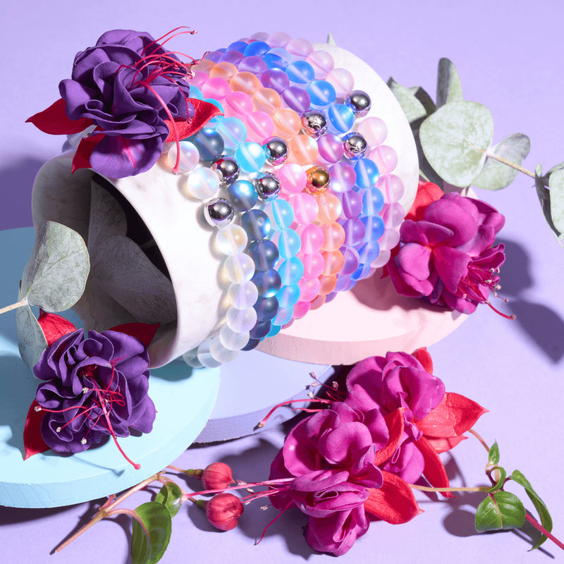 Pink | Silver | Mermaid Glass Statement Bracelet