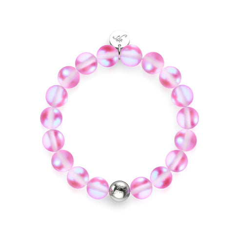 Rose | Argent | Bracelet de déclaration en verre de sirène