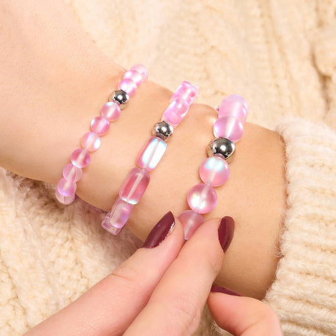 Rose | Argent | Bracelet de déclaration en verre de sirène