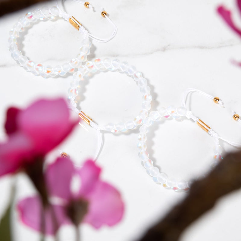 Arc-en-ciel Blanc | Or | Bracelet Verre Double Sirène