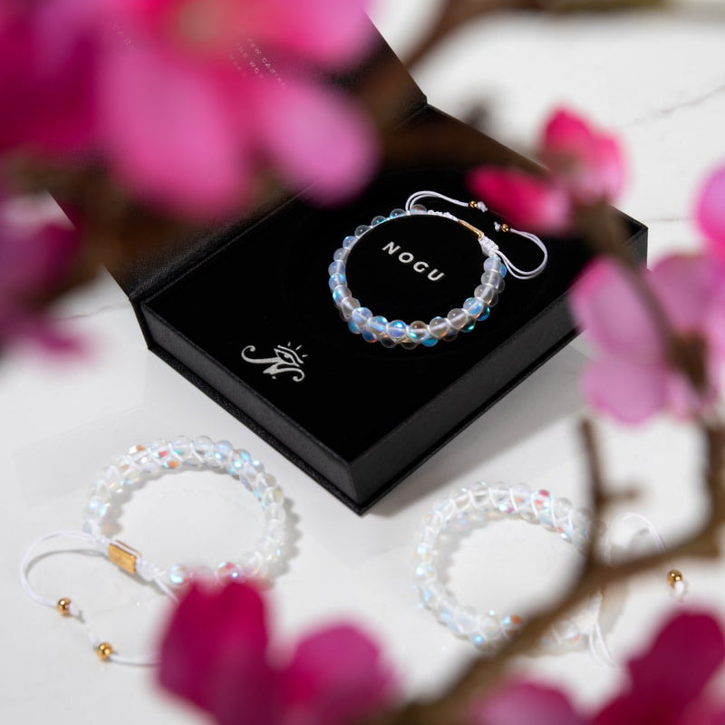 Arc-en-ciel Blanc | Or | Bracelet Verre Double Sirène