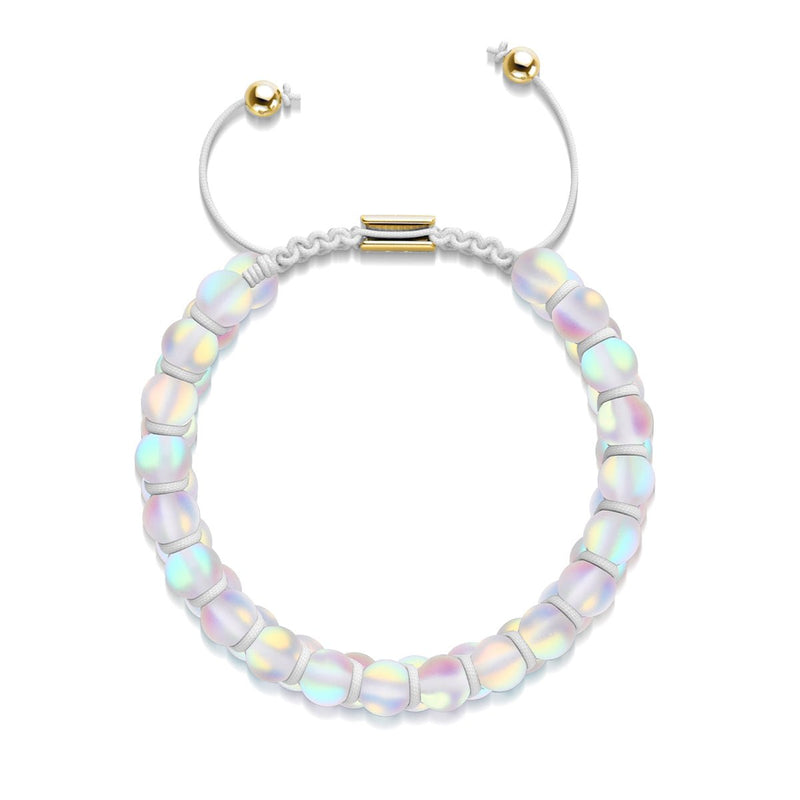 Arc-en-ciel Blanc | Or | Bracelet Verre Double Sirène