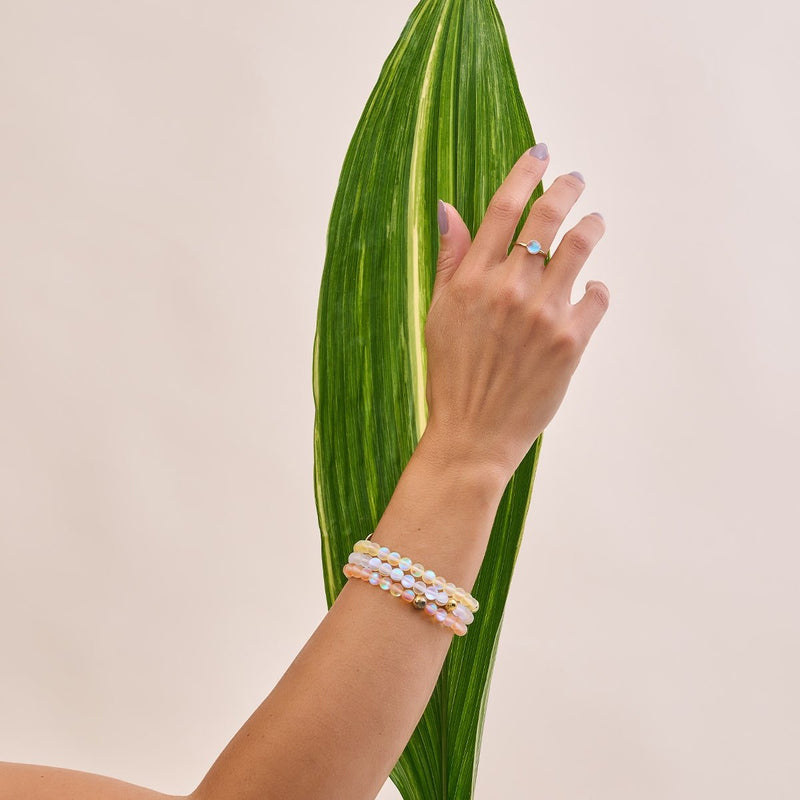 Rainbow White | Gold | Mermaid Glass Bead Bracelet