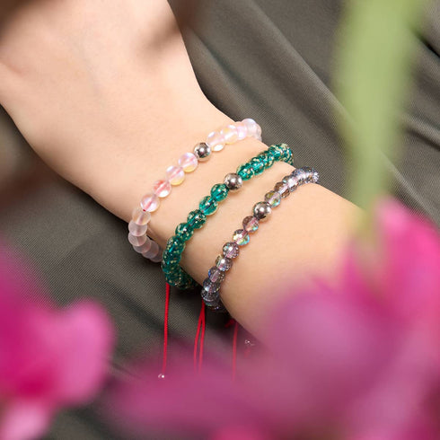 Bracelet Verre Sirène Blanc Arc-en-Ciel x Fil Rouge