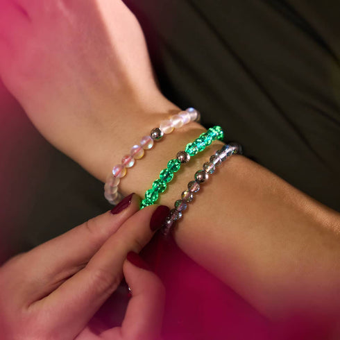Bracelet Verre Sirène Blanc Arc-en-Ciel x Fil Rouge