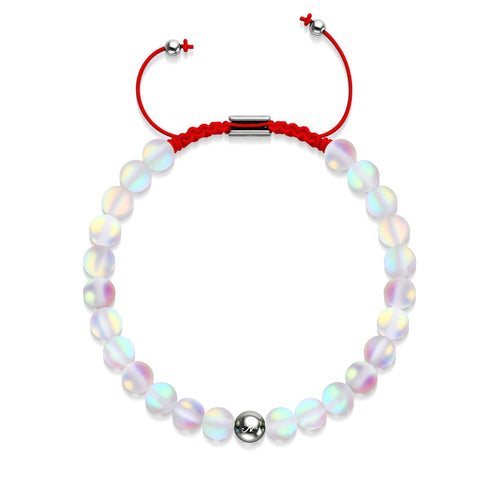 Bracelet Verre Sirène Blanc Arc-en-Ciel x Fil Rouge