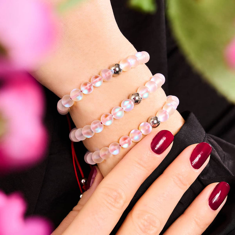 Bracelet Verre Sirène Blanc Arc-en-Ciel x Fil Rouge