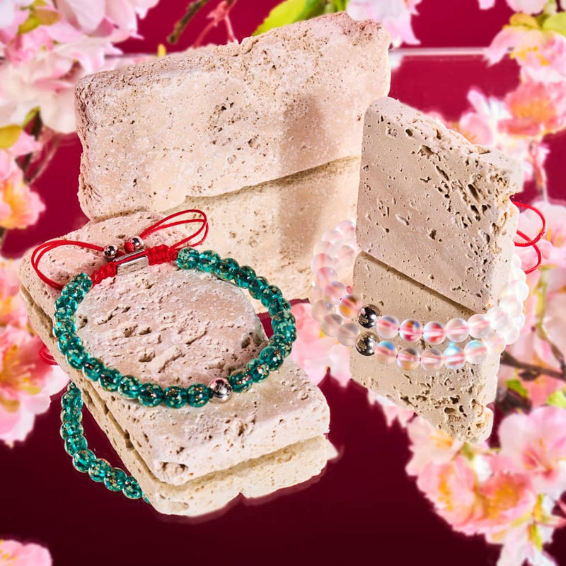 Bracelet Verre Sirène Blanc Arc-en-Ciel x Fil Rouge