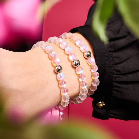 Bracelet Verre Sirène Blanc Arc-en-Ciel x Fil Rouge