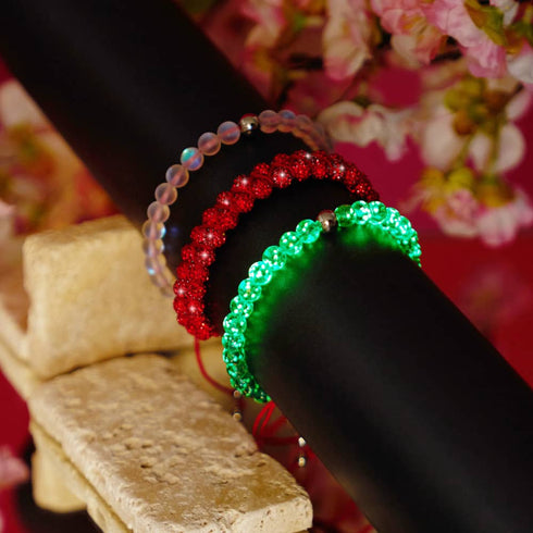 Bracelet Verre Sirène Blanc Arc-en-Ciel x Fil Rouge