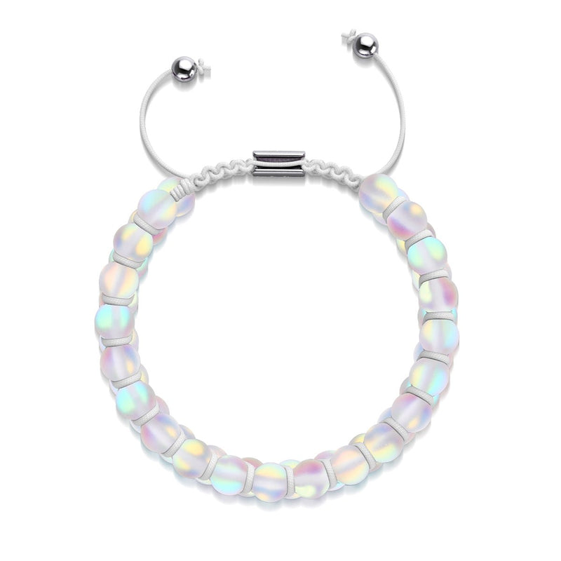 Arc-en-ciel blanc | Argent | Bracelet Verre Double Sirène