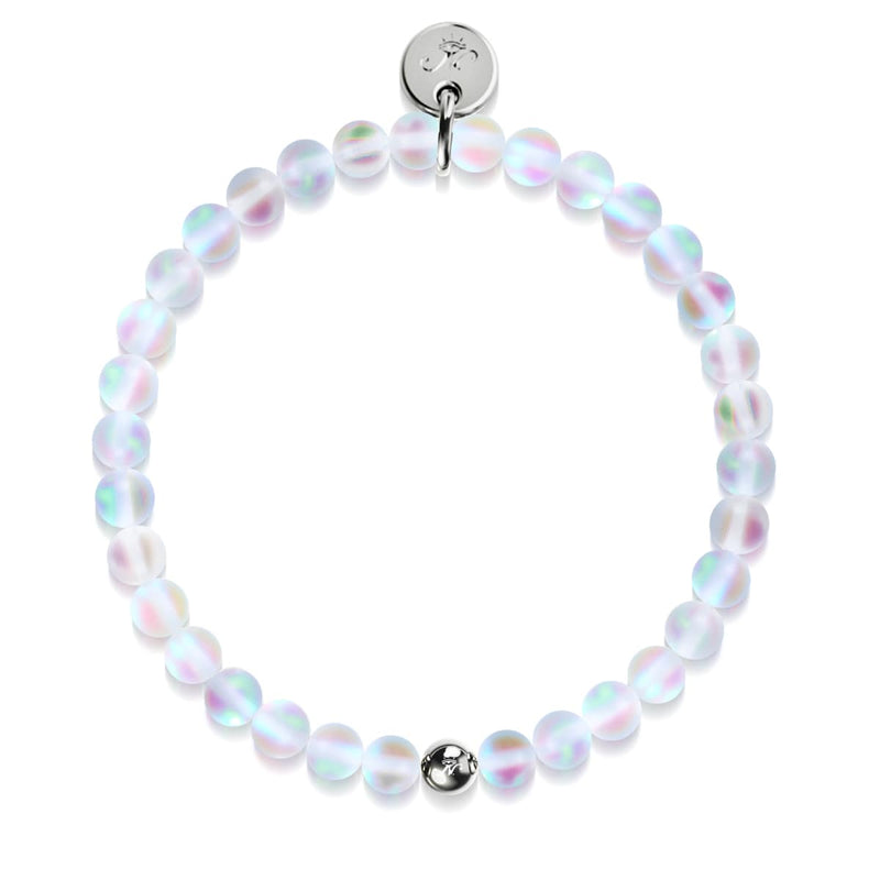 Rainbow White | Silver | Mermaid Glass Bead Bracelet