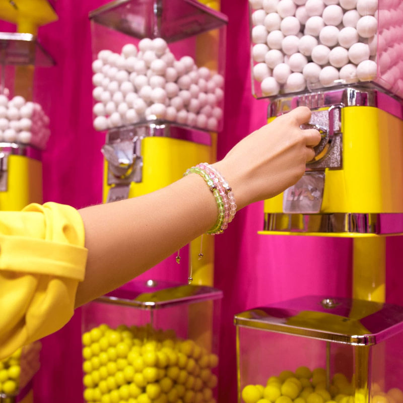 Arc-en-ciel Blanc | Argent | Bracelet de perles de macramé en verre de sirène