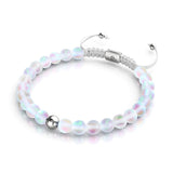 Blanc arc-en-ciel | Argent | Mermaid Glass Bracelet en perles de Macramé