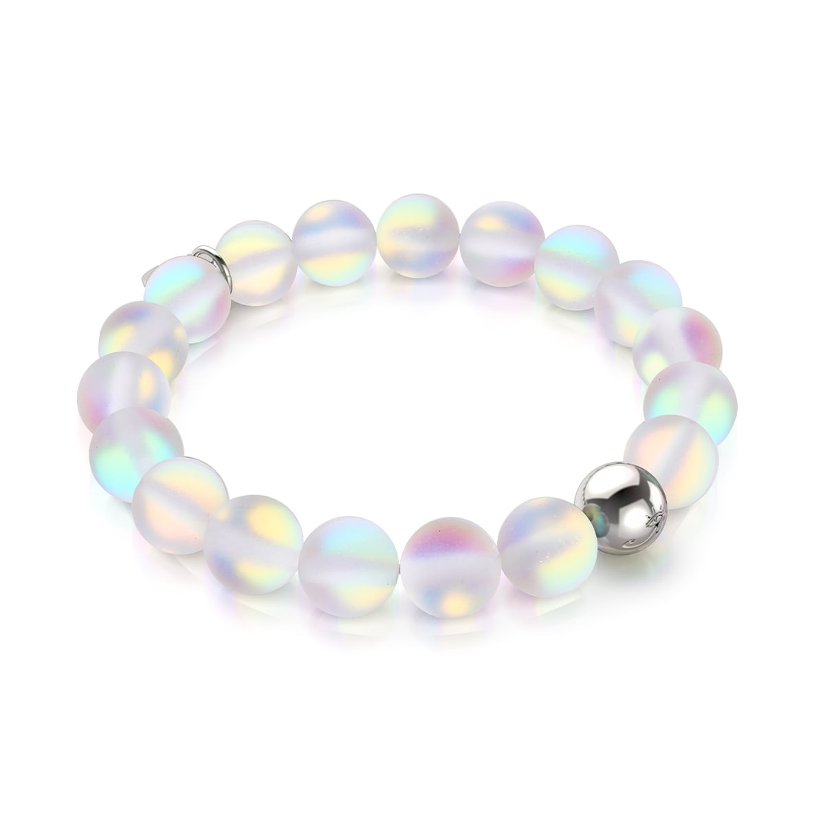 Arc-en-ciel Blanc | Argent | Bracelet de déclaration en verre de sirène