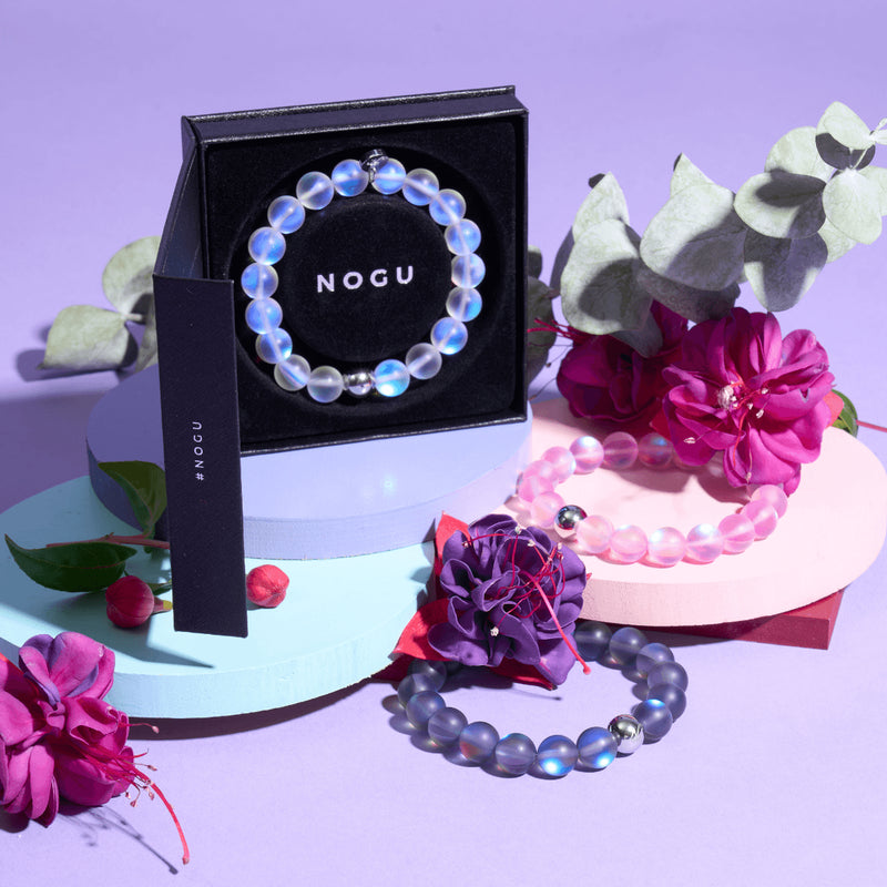 Rainbow White | Silver | Mermaid Glass Statement Bracelet