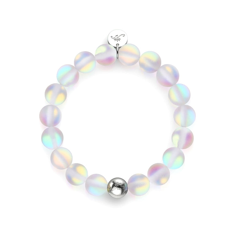 Rainbow White | Silver | Mermaid Glass Statement Bracelet