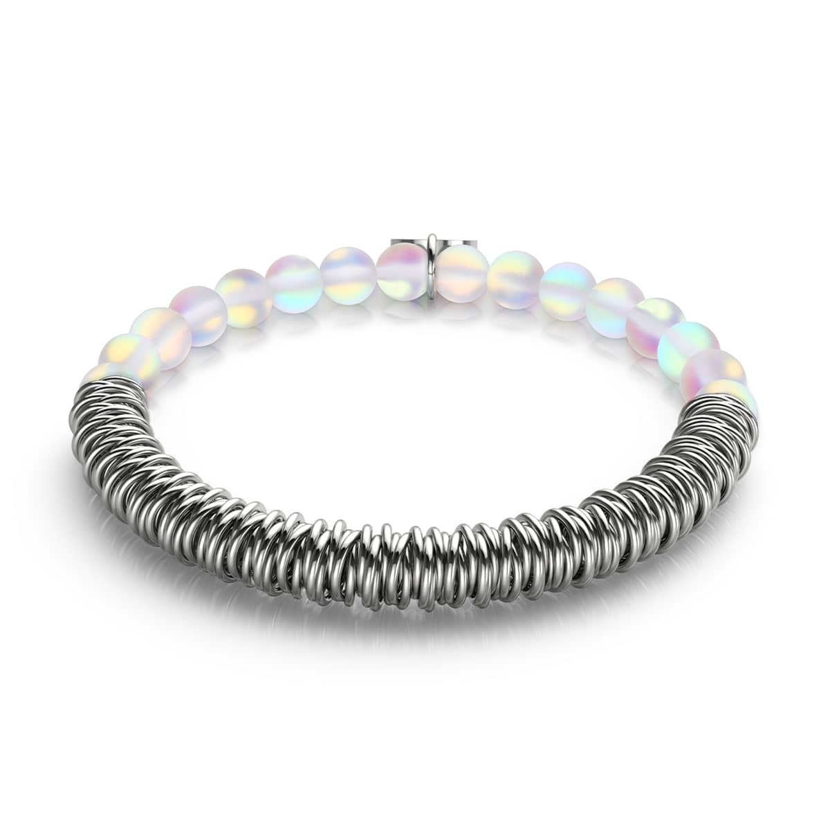 Arc-en-ciel Blanc | Argent | Bracelet Sirène Verre x Liens d'Amour