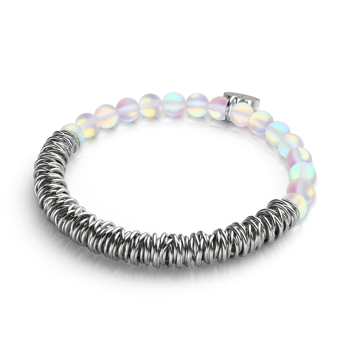 Arc-en-ciel Blanc | Argent | Bracelet Sirène Verre x Liens d'Amour