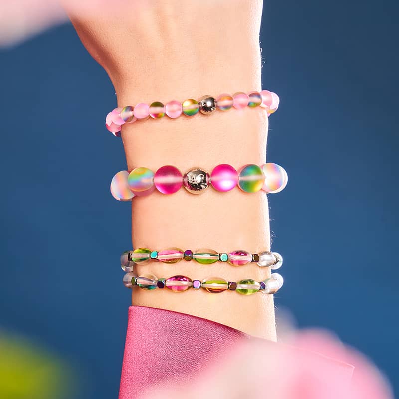 Bracelet de déclaration en verre à motif de pétales de rose | Argent | Sirène