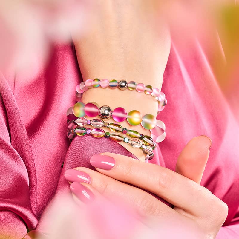 Bracelet de déclaration en verre à motif de pétales de rose | Argent | Sirène