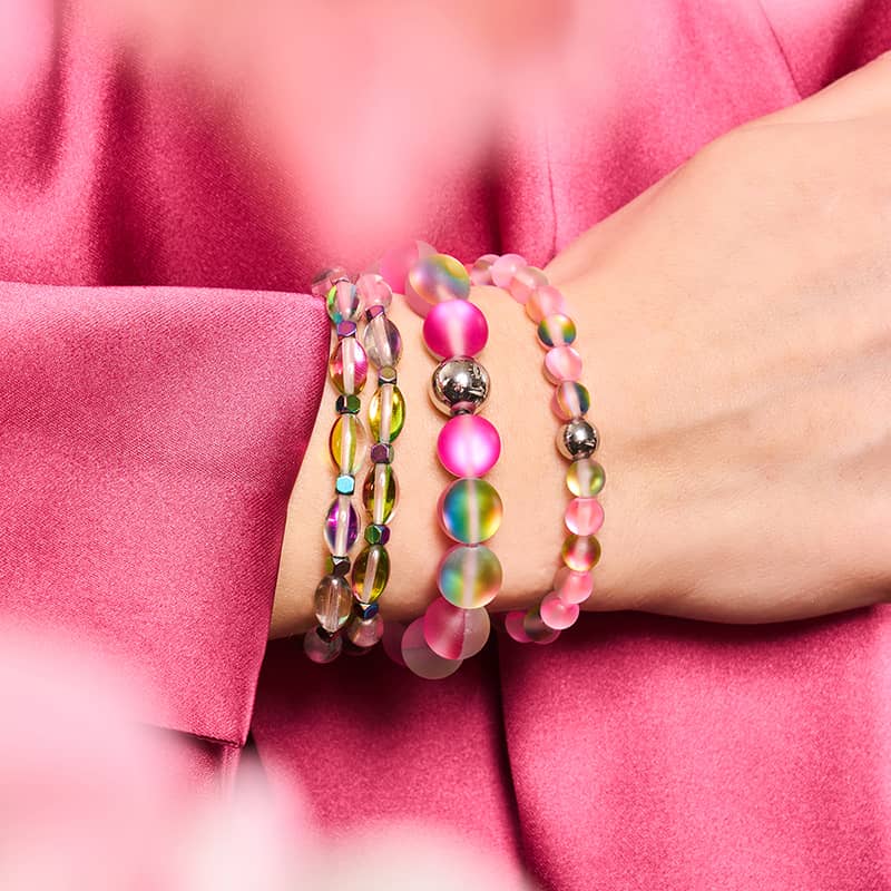 Bracelet de déclaration en verre à motif de pétales de rose | Argent | Sirène