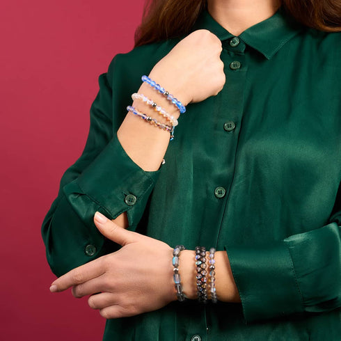 Saphir | Argent | Bracelet de perles de macramé en verre de sirène