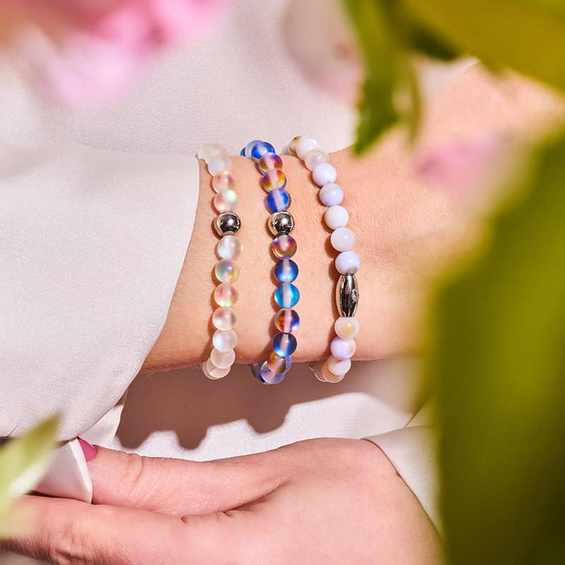 Bleu Licorne | Argent | Bracelet de perles de verre sirène