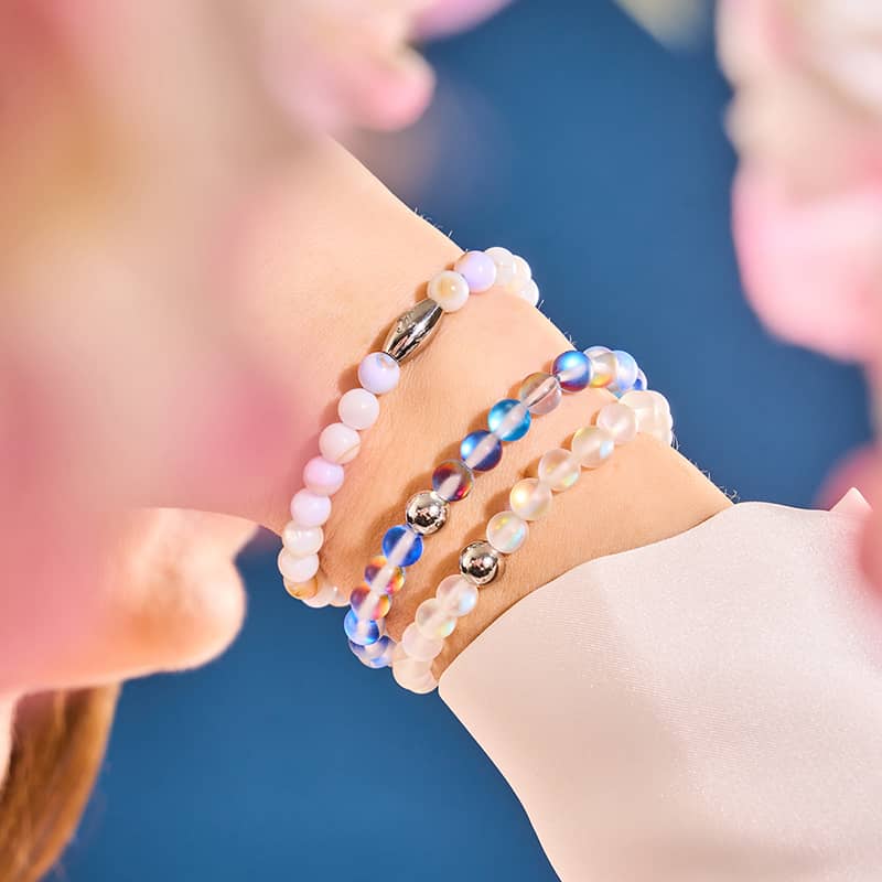 Bleu Licorne | Argent | Bracelet de perles de verre sirène