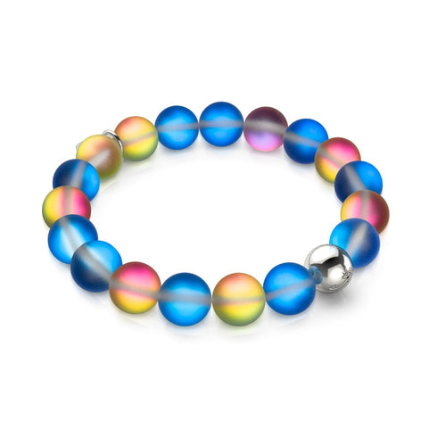 Bleu Licorne | Argent | Bracelet de déclaration en verre de sirène